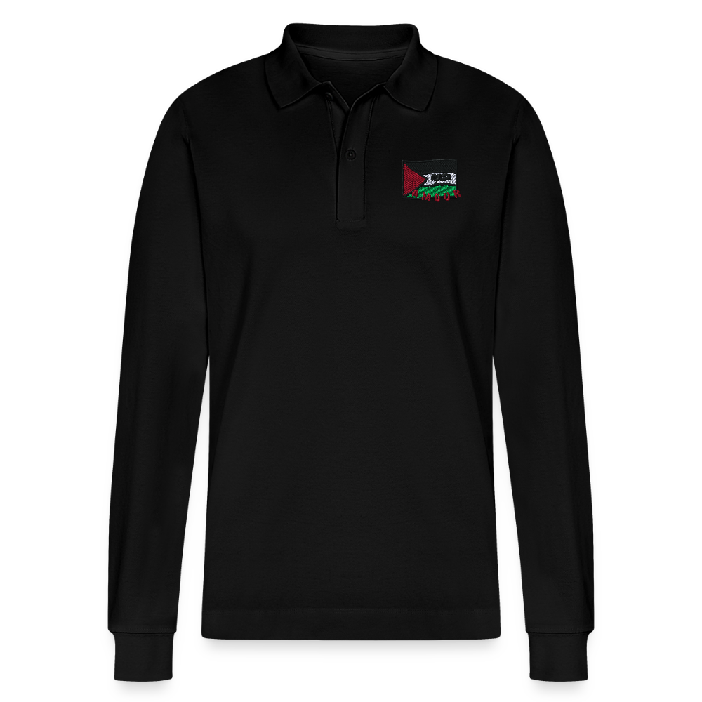 Polo à manches longues bio - Amour - noir