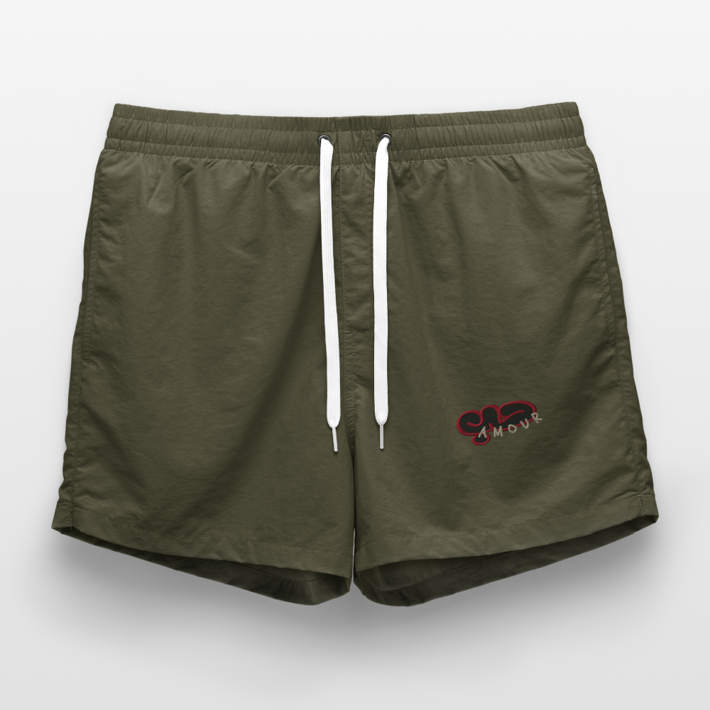 Short de bain (brodé) - vert olive