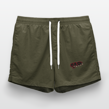Short de bain (brodé) - vert olive