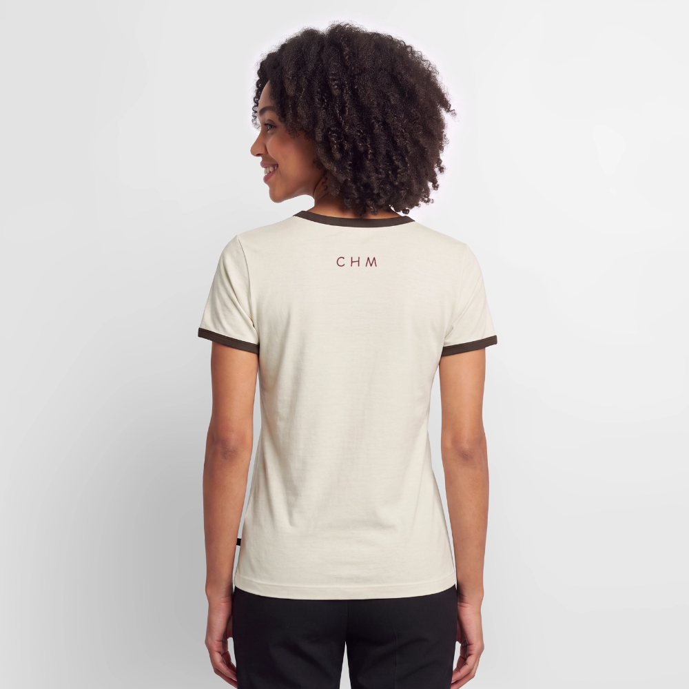 T-shirt contrasté Femme - blanc cassé/brun foncé