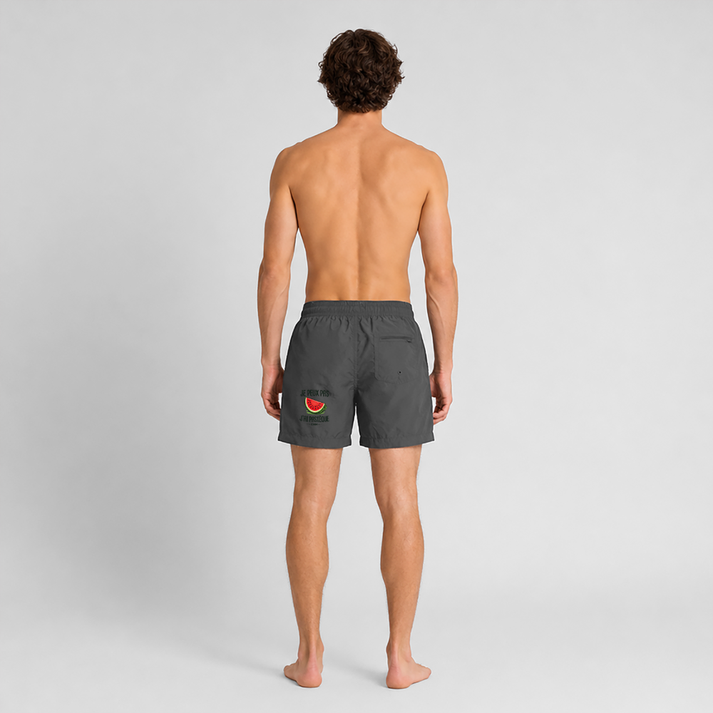 Short de bain - Je peux pas j'ai pastèque - charbon