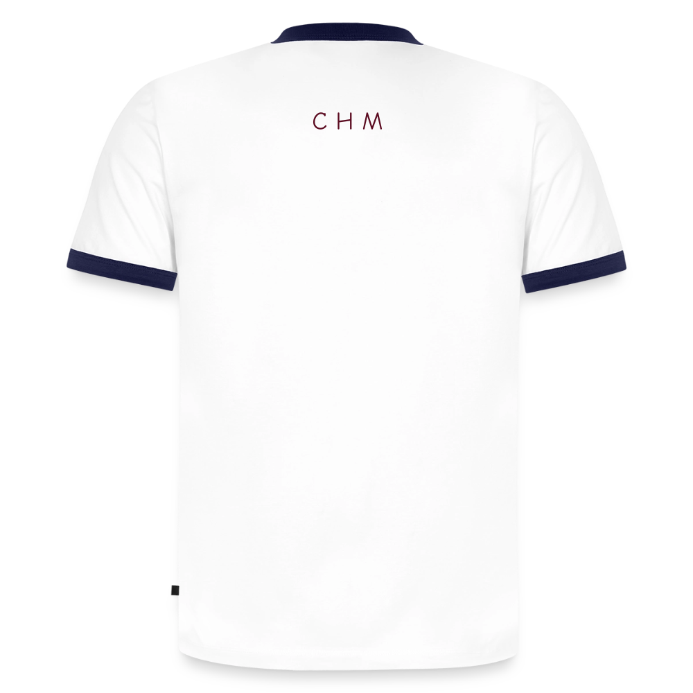 T-shirt contrasté homme slim fit en coton bio - blanc/bleu marine