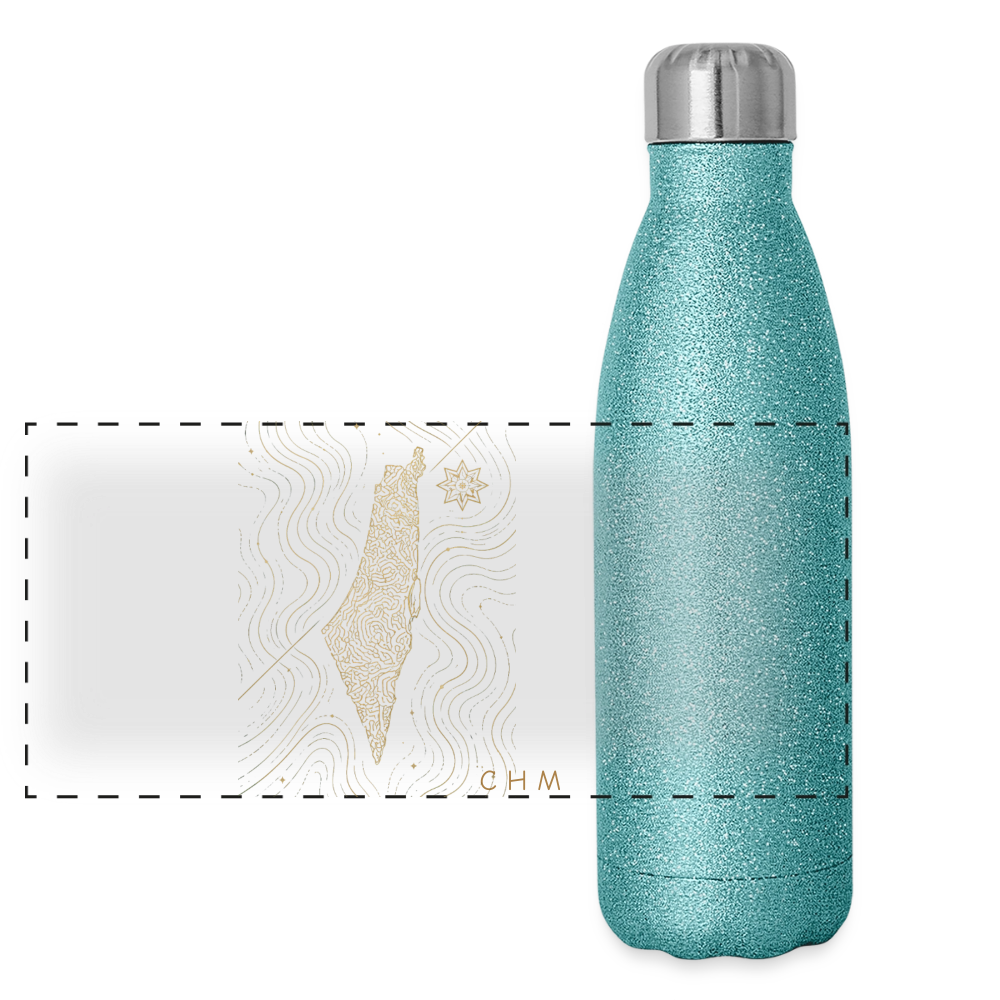 Gourde isotherme panoramique pailletée 500 ml - paillettes bleues