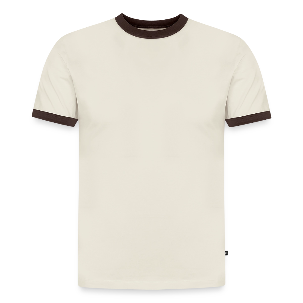 T-shirt contrasté homme slim fit en coton bio - blanc cassé/brun foncé