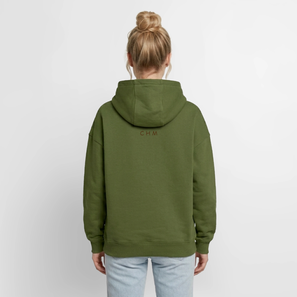 Sweat à capuche unisexe zippé oversize épais SPREAD - kaki