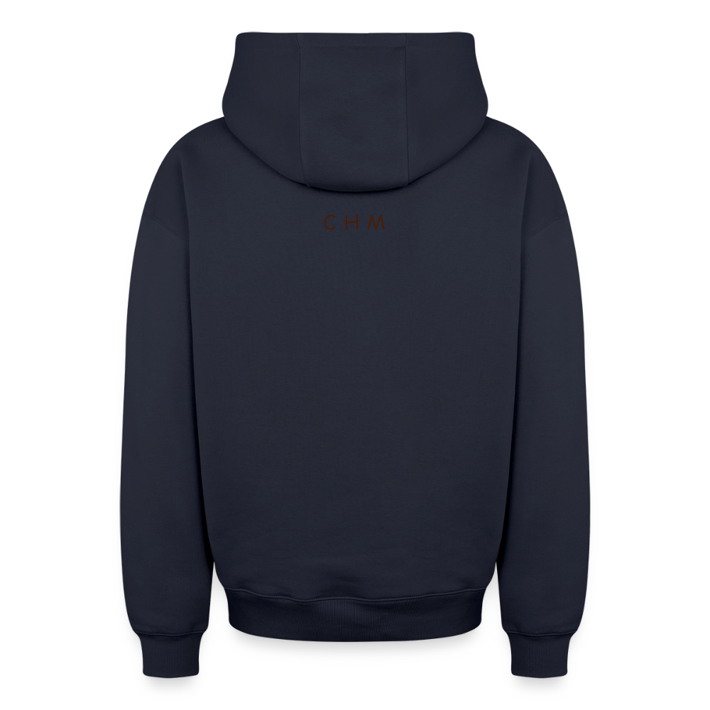 Sweat à capuche unisexe zippé oversize épais SPREAD - bleu marine