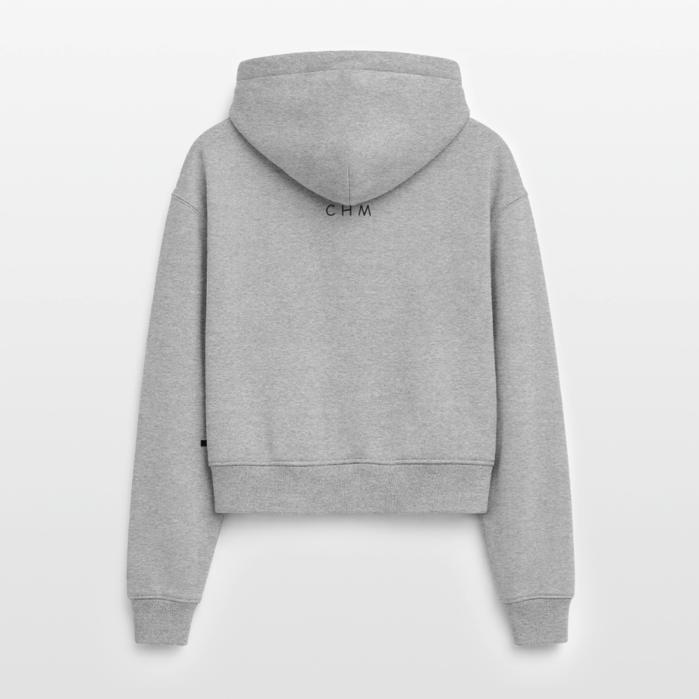 Sweat à capuche cropped oversize femme SPREAD - gris chiné