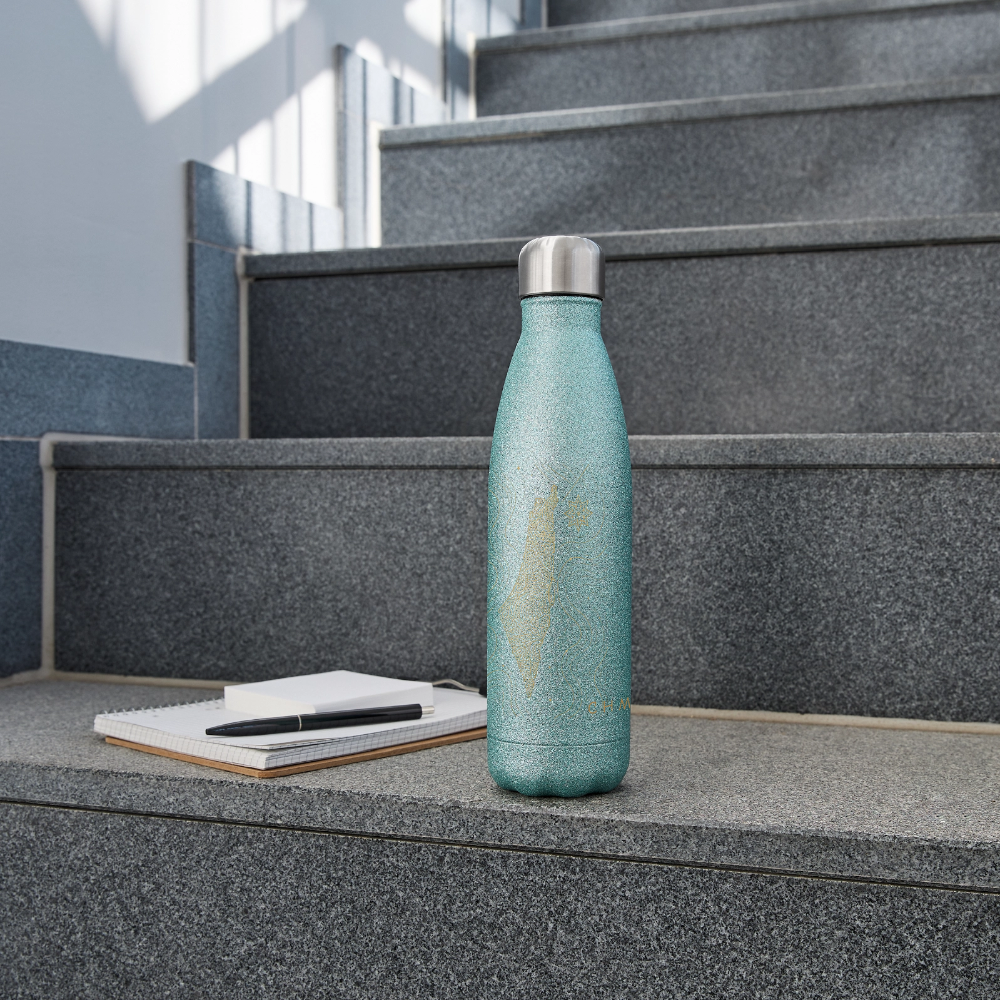 Gourde isotherme panoramique pailletée 500 ml - paillettes bleues