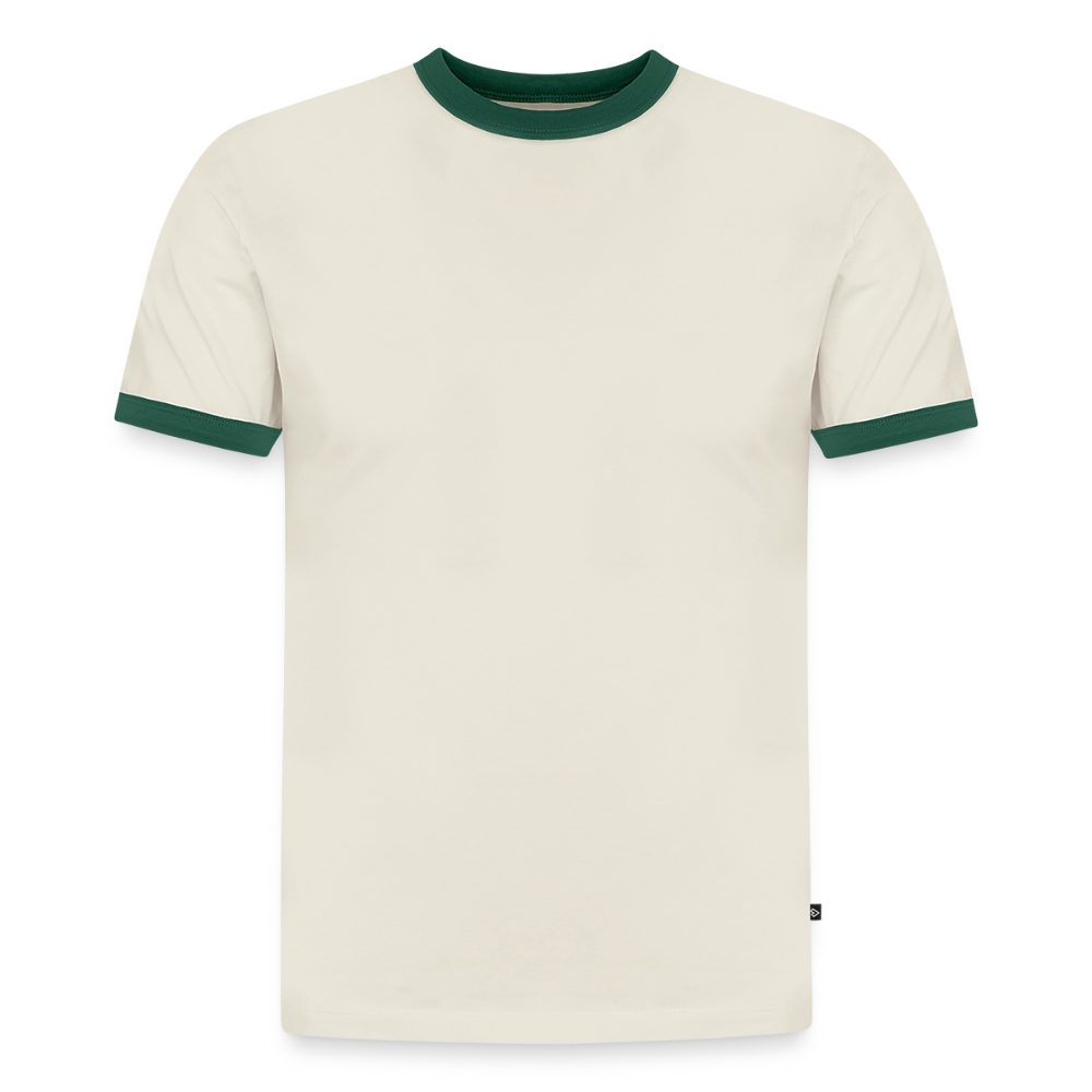 T-shirt contrasté homme slim fit en coton bio - blanc cassé/vert bouteille