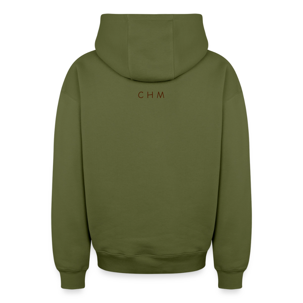 Sweat à capuche unisexe zippé oversize épais SPREAD - kaki