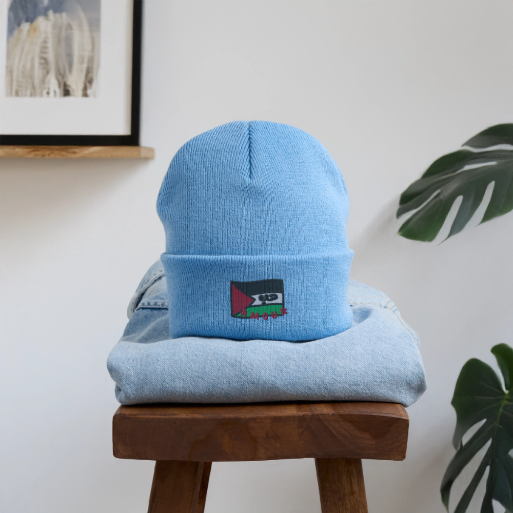 Bonnet - Amour (brodée) - bleu ciel