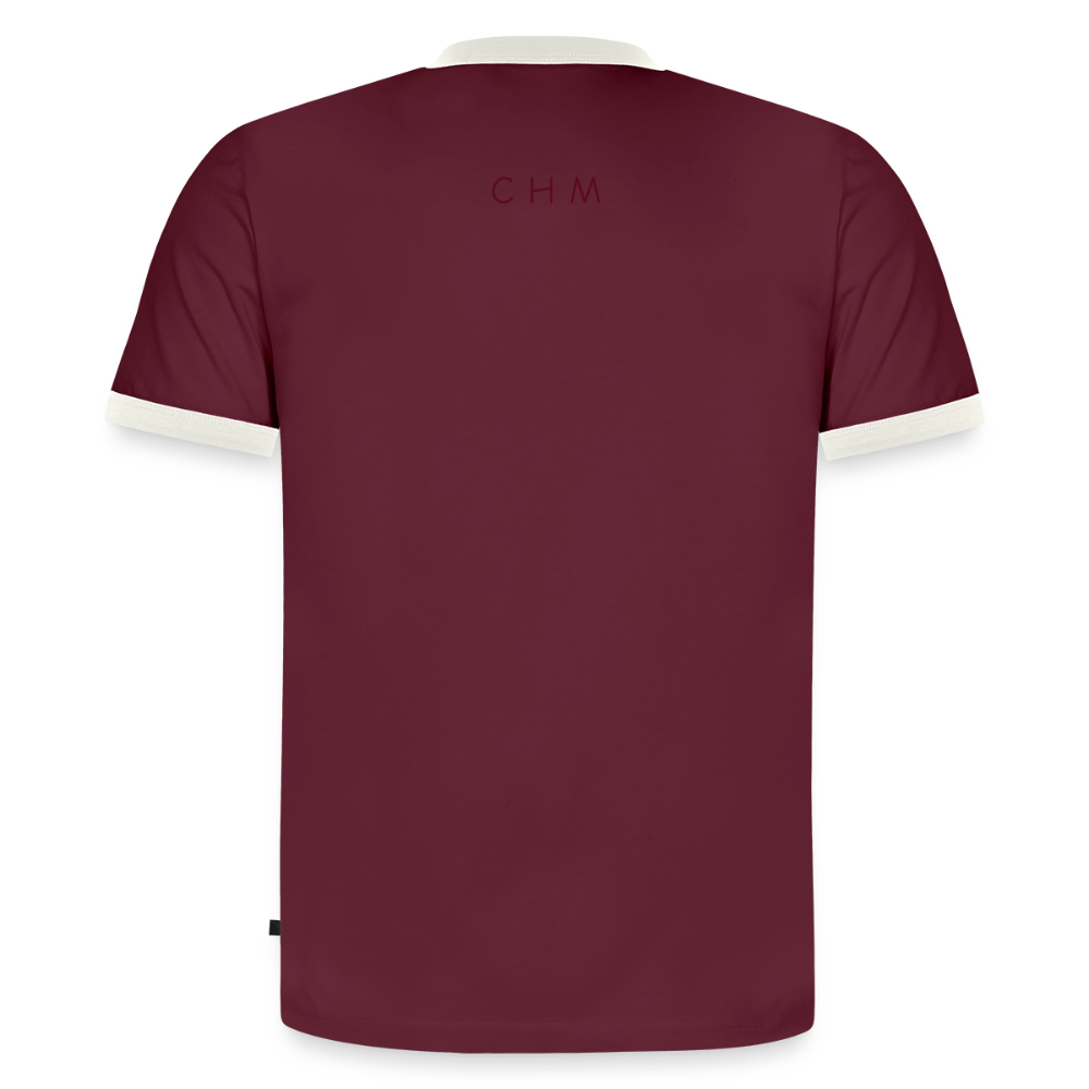 T-shirt contrasté homme slim fit en coton bio - bordeaux/blanc cassé