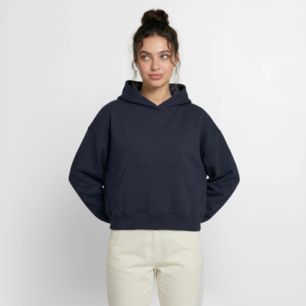 Sweat à capuche cropped oversize femme SPREAD - bleu marine