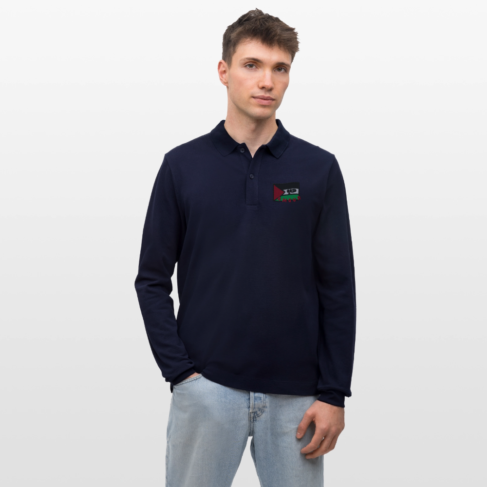 Polo à manches longues bio - Amour - bleu marine