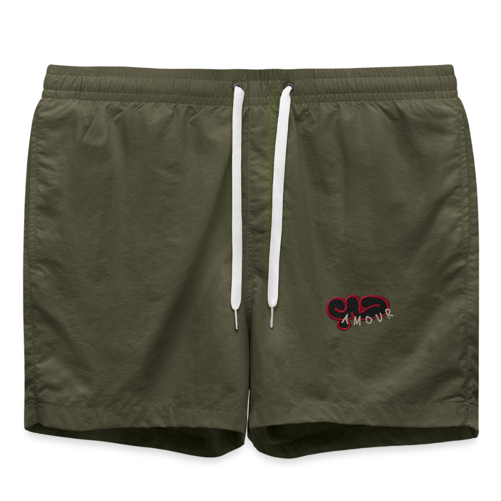 Short de bain (brodé) - vert olive