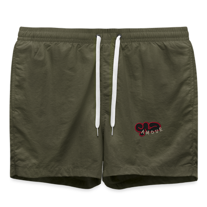 Short de bain (brodé) - vert olive
