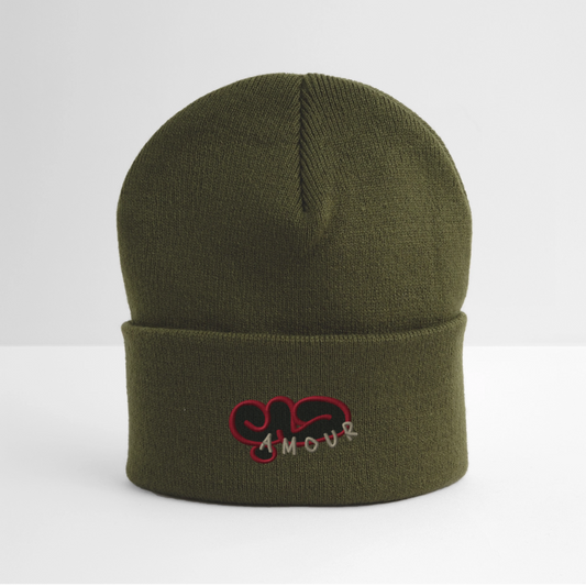 Bonnet- Amour (brodé) - vert olive