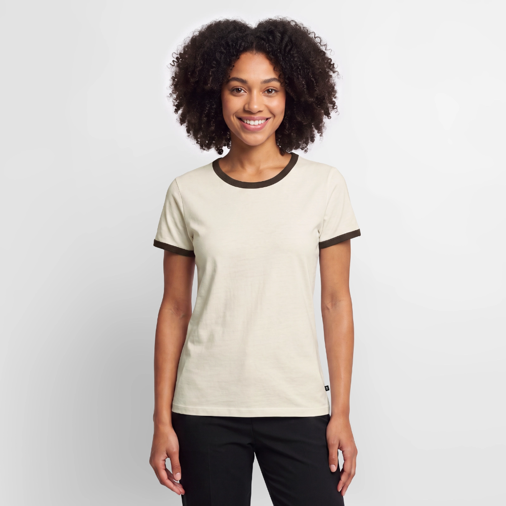 T-shirt contrasté Femme - blanc cassé/brun foncé