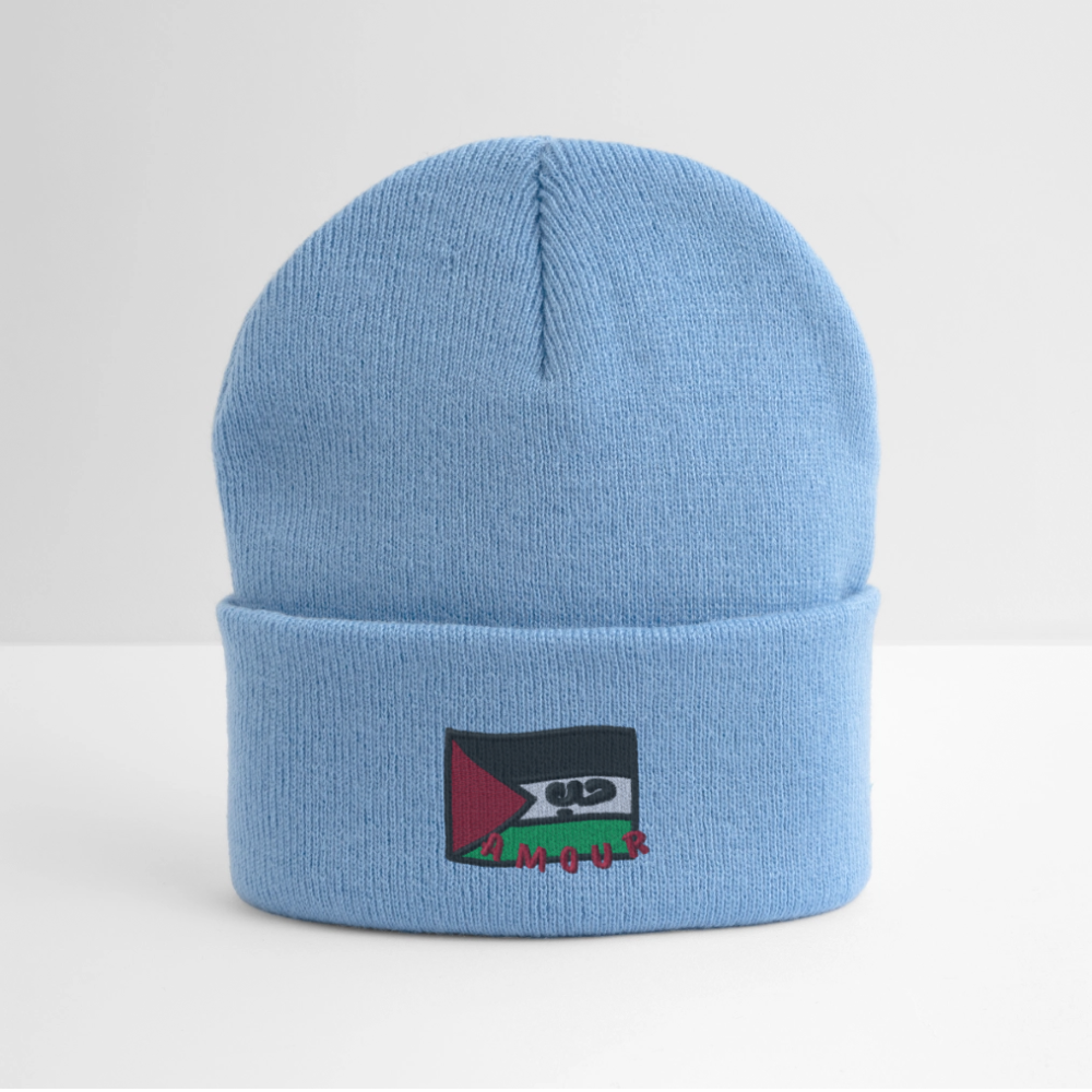 Bonnet - Amour (brodée) - bleu ciel