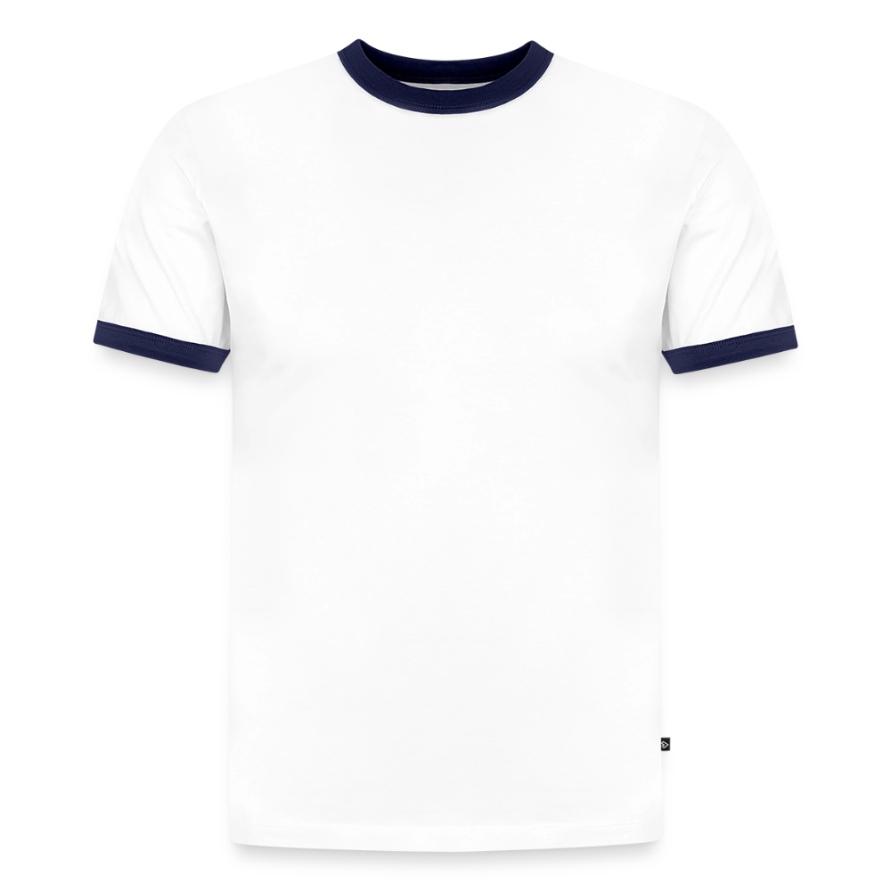 T-shirt contrasté homme slim fit en coton bio - blanc/bleu marine