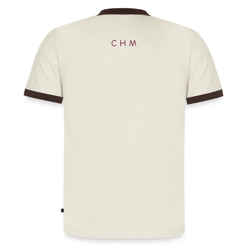 T-shirt contrasté homme slim fit en coton bio - blanc cassé/brun foncé