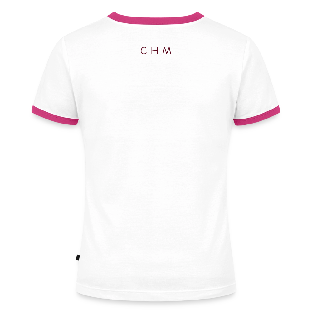 T-shirt contrasté Femme - blanc/fuchsia