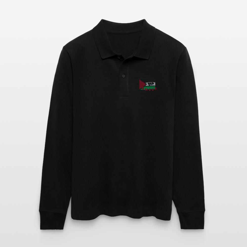 Polo à manches longues bio - Amour - noir