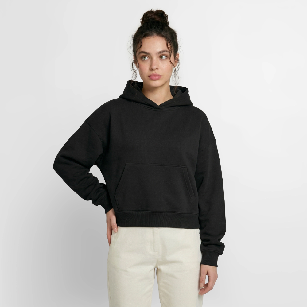 Sweat à capuche cropped oversize femme SPREAD - noir