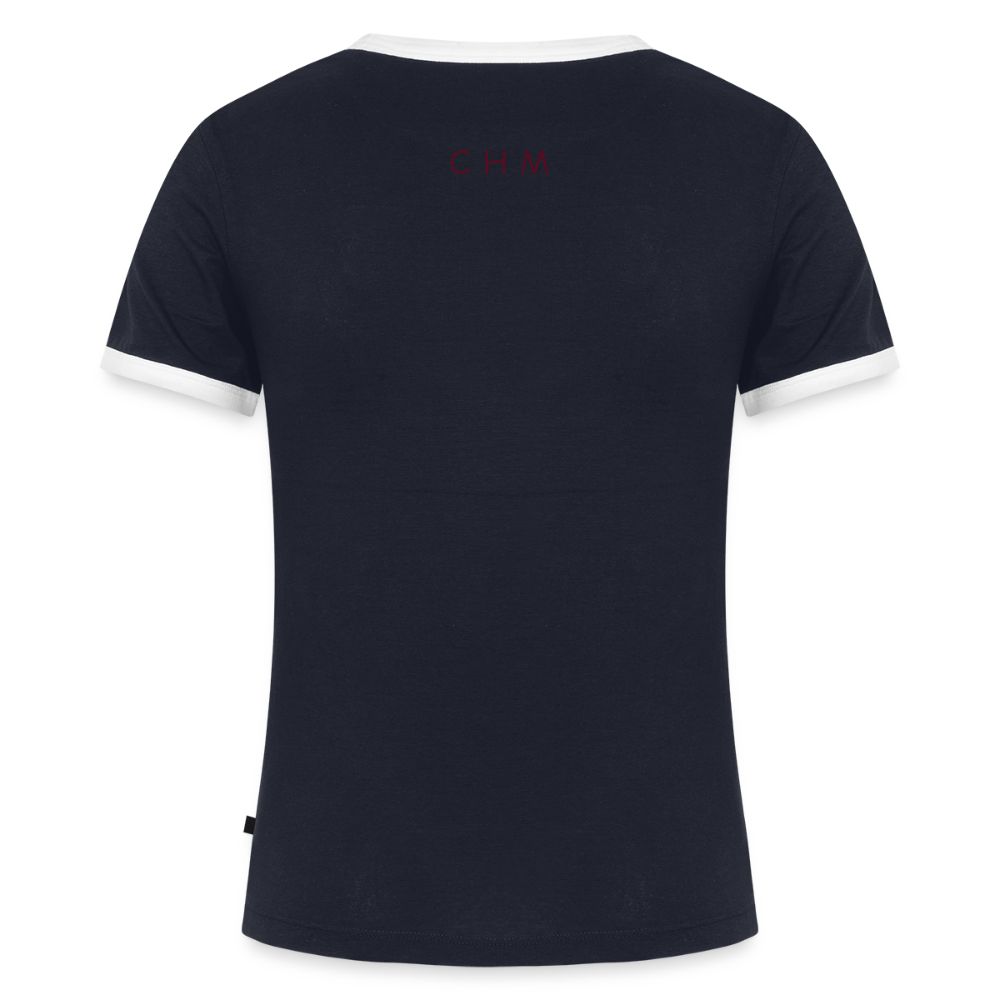 T-shirt contrasté Femme - marine/blanc 