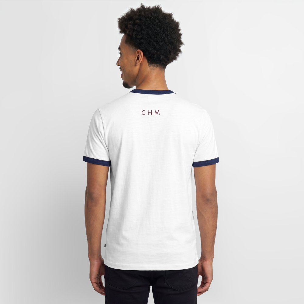 T-shirt contrasté homme slim fit en coton bio - blanc/bleu marine