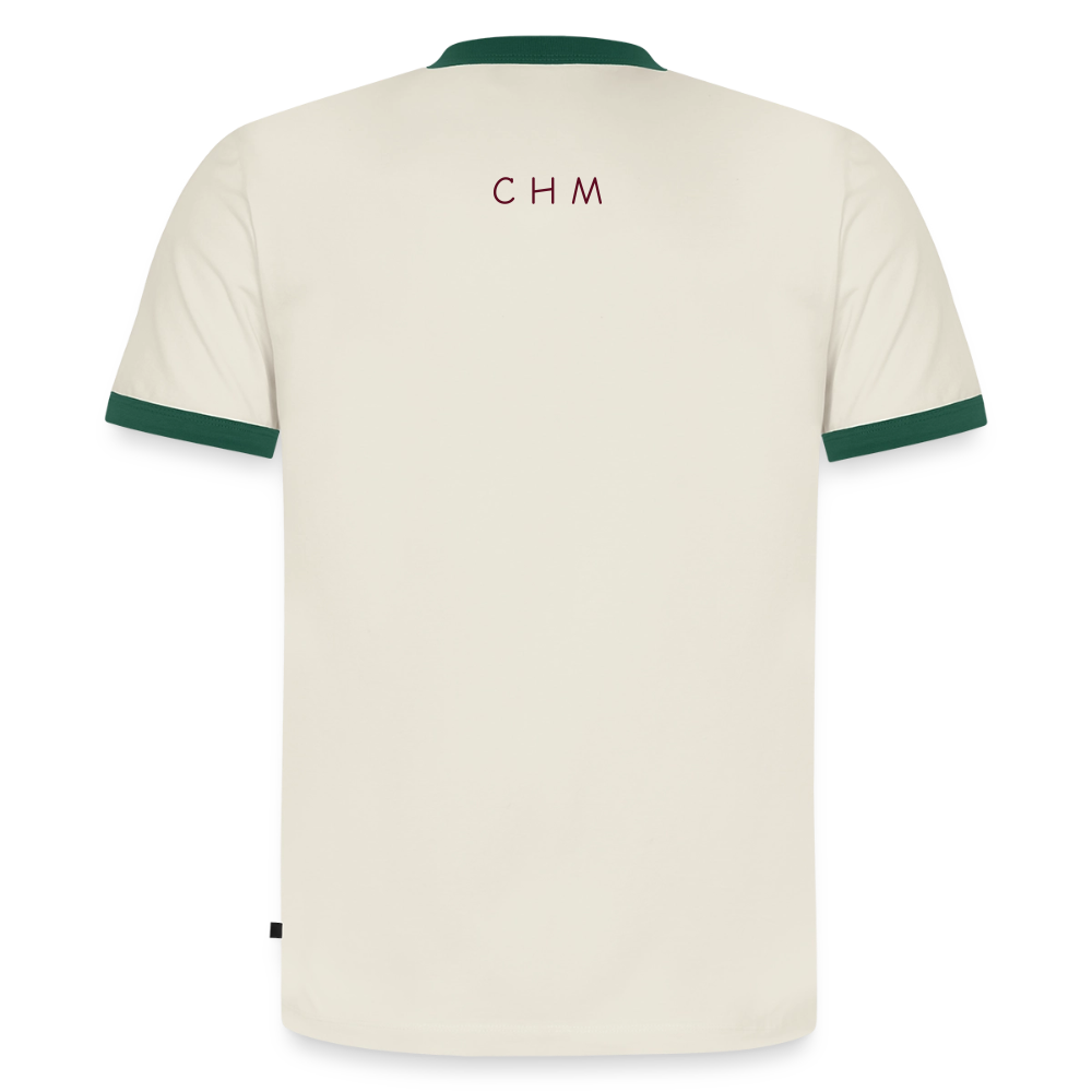 T-shirt contrasté homme slim fit en coton bio - blanc cassé/vert bouteille