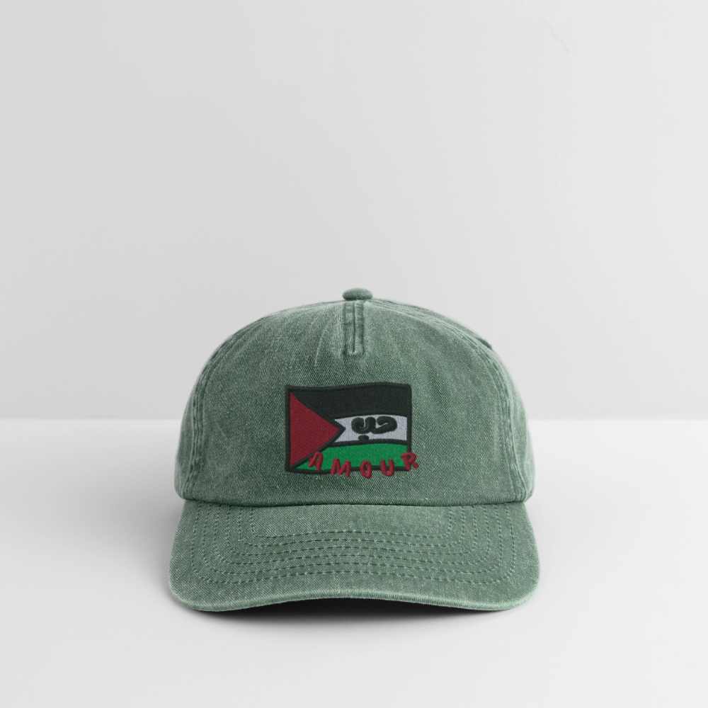 Casquette - Amour (brodée) - vert bouteille vintage 