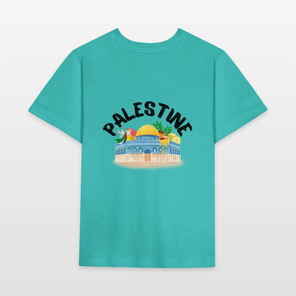 T-shirt bio Enfant - PALESTINE - bleu piscine