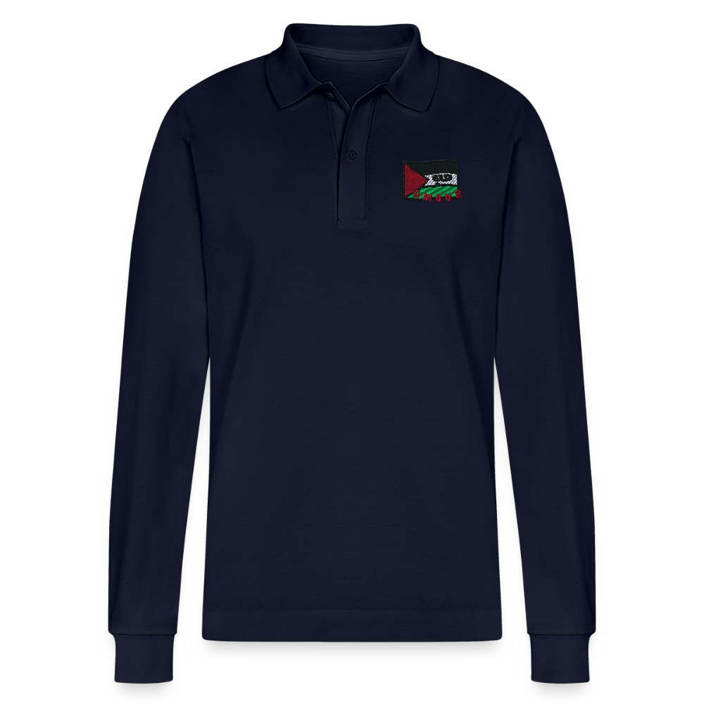 Polo à manches longues bio - Amour - bleu marine