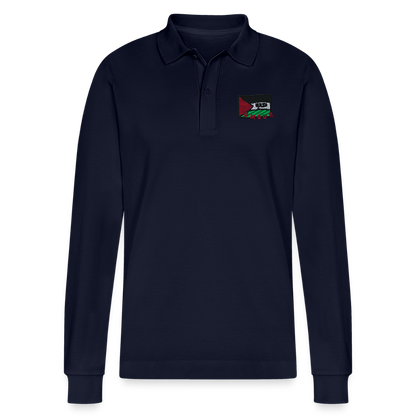 Polo à manches longues bio - Amour - bleu marine